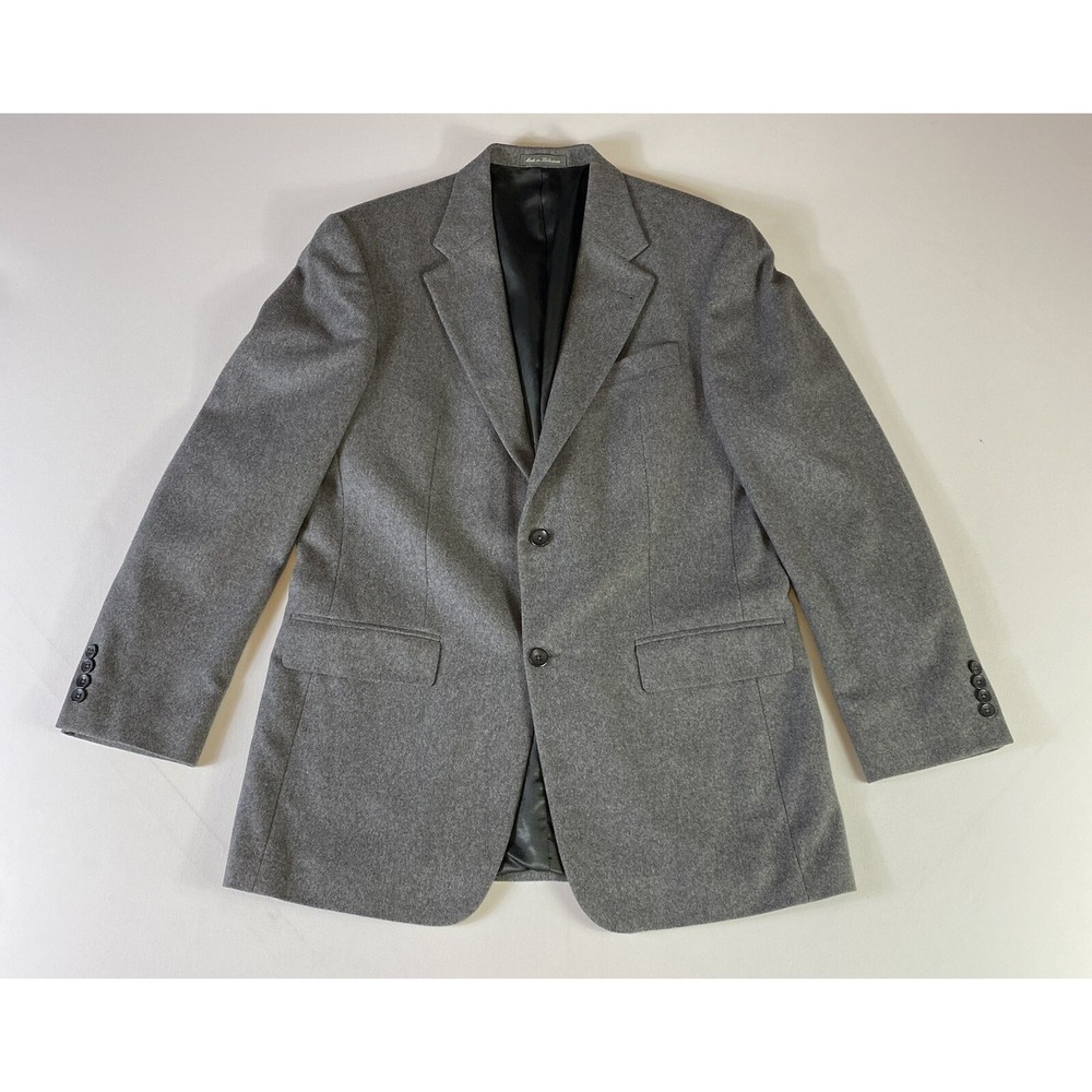 Oscar de la Renta Sport Coat Blazer Wool Cashmere Nylon Size 42L Gray Men's